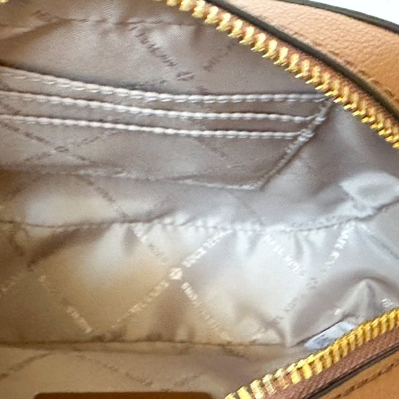 Michael Kors Rose Small Oval Camera Crossbody Bag Exotic Print Brown Multi - Picture 11 of 13